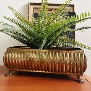 vintage rectangular brass planter
